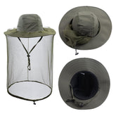 Army green mosquito netting hat with attached veil for outdoor use